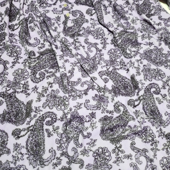 Secret Treasures | Purple Paisley Fleece Lace Trim Midi Sleep-shirt/Gown| 2X 🍆 - Picture 3 of 13